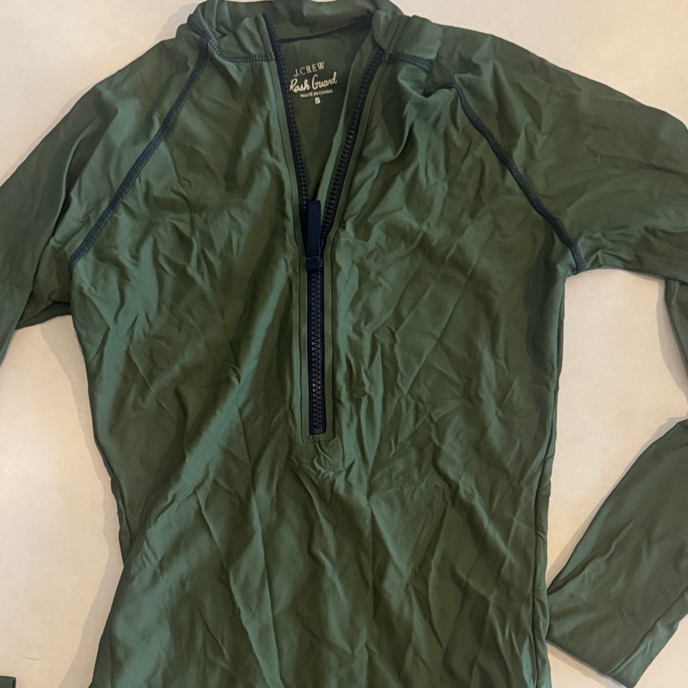 J. Crew Olive Green Zip-Up Long Sleeve Shirt